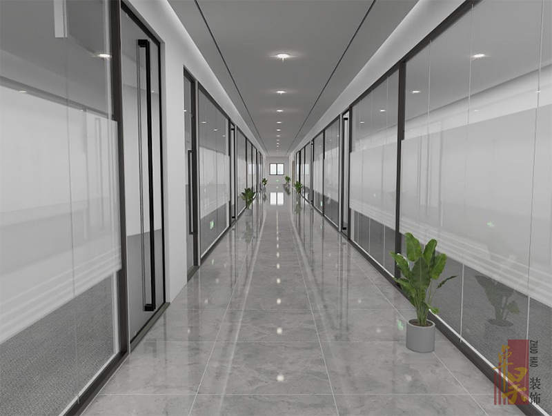 振添光学｜玻璃高科技企业办公室装修走廊